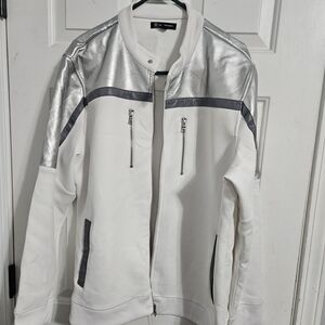 Men's White and Silver Performance Jacket